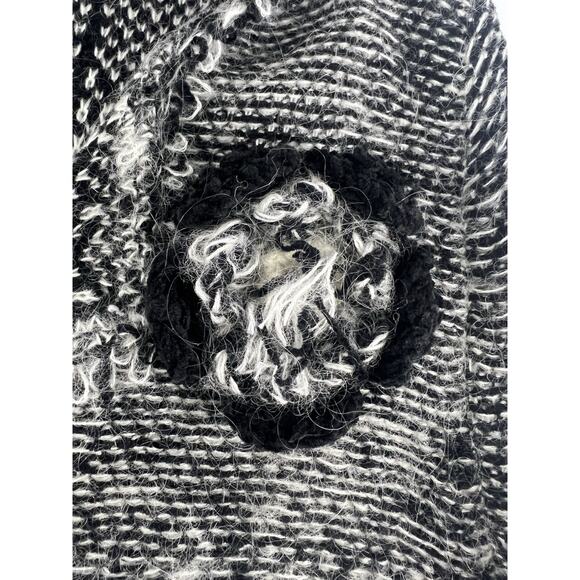 Anthropology Curio Sweater Women Extra Large Black White Wool Blend Cardigan - Picture 15 of 16